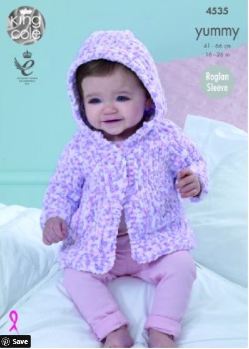 Babies Jackets Knitted with Yummy - 4535 - Cloth of Gold & Haberdashery Ltd
