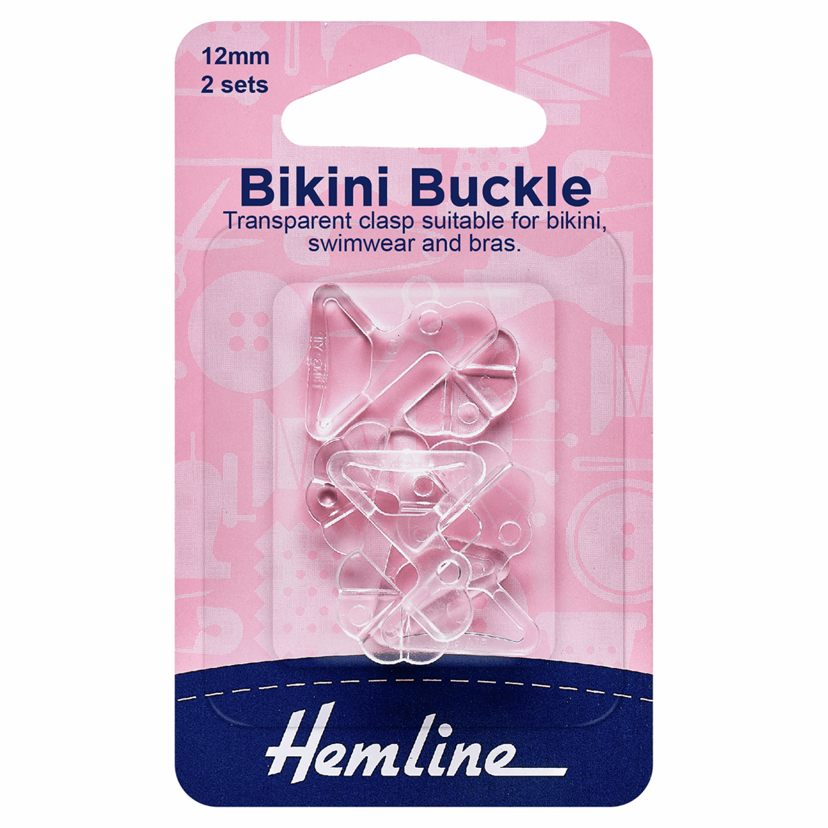 Bikini Buckles, 12mm, Clear, 2 Sets H465 - Cloth of Gold & Haberdashery Ltd