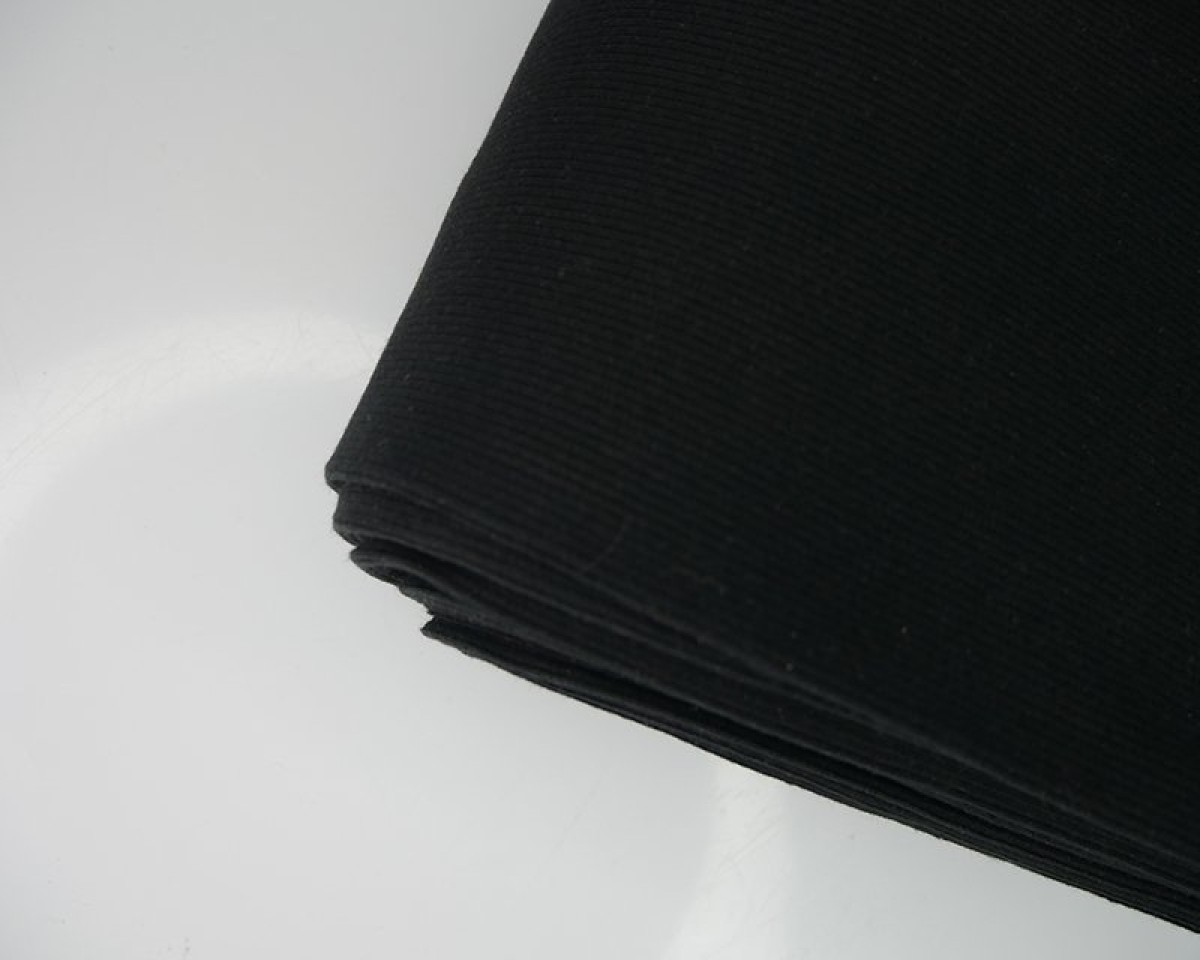 Black Ribbing 95% Cotton, 5% Elastane 28cm Wide - Cloth of Gold ...