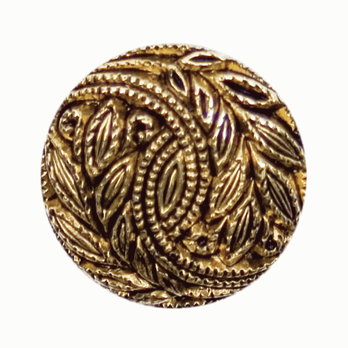 Gold Resin Embossed Leaf, 20mm Shank Button - Cloth of Gold & Haberdashery Ltd