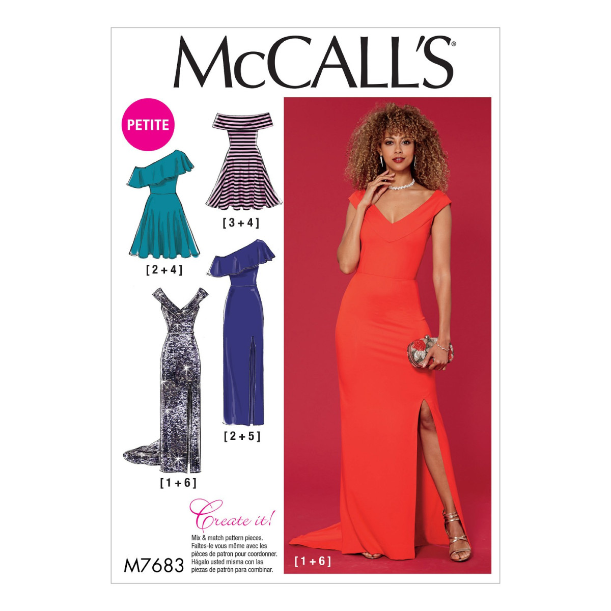 M7683 Misses'/Miss Petite Dresses with 
