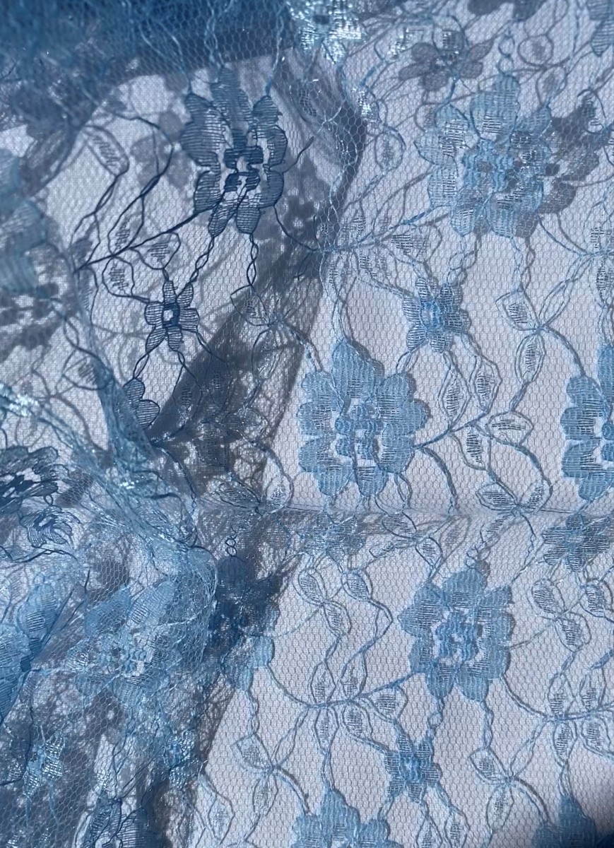 Sky Blue Flower Lace - Cloth of Gold & Haberdashery Ltd