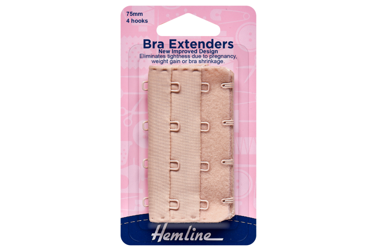Bra Back Extenders, 75mm, Nude, 4 rows and 4 hooks - Cloth of Gold