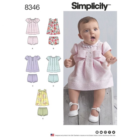 8346 Babies' Dress and Panties