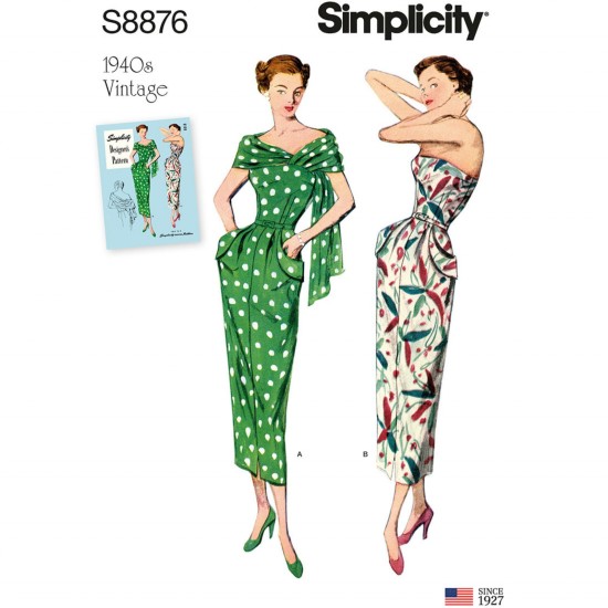8876 Misses'/Women's Vintage Dress and Stole