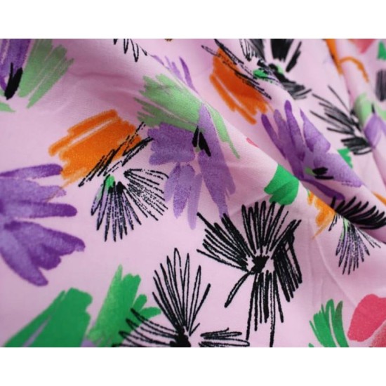 Abstract Brush Floral Stroke 100% Viscose 140cm Wide