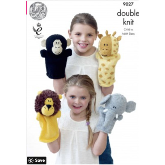 Animal Hand Puppets Knitted with Moments DK & Pricewise DK - 9027