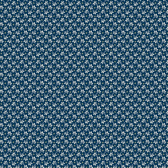 Annabella Flowers and Beans Blue 112cm Wide 100% Cotton