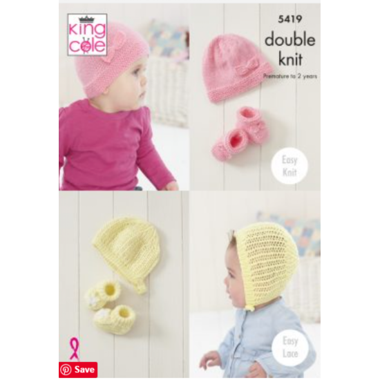 Babies’ Hat & Bootee Sets Knitted in Comfort DK - 5419