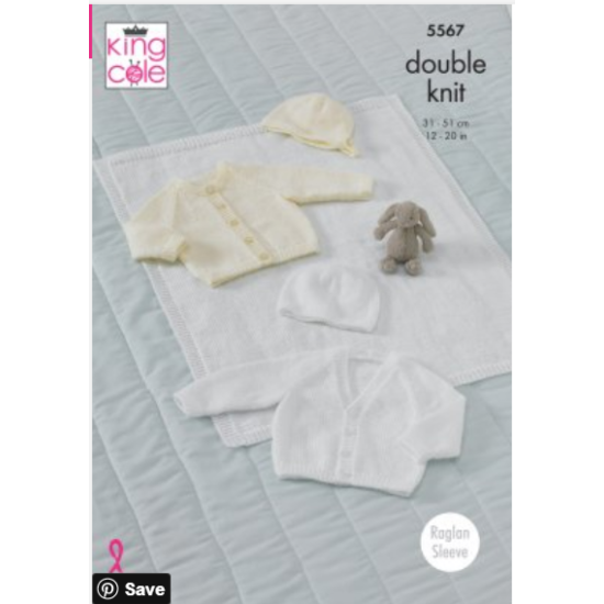 Babies Raglan Cardigan, Hat, Bonnet & Blanket: Knitted in Comfort DK - 5667