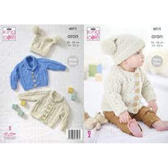 Baby Cardigans and Sweater: Knitted in King Cole Wool Comfort Aran - 6016