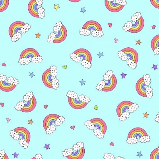 Believe Rainbow on Sky 112cm Wide 100% Cotton