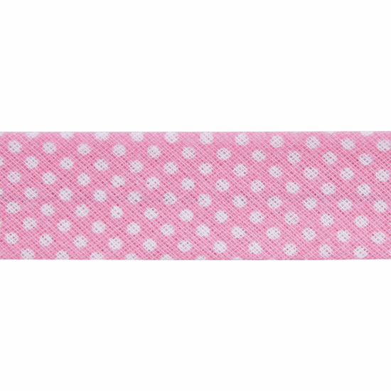 Bias Binding, Cotton,Printed Dots, 20mm, Pink