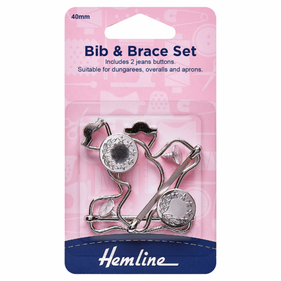 Bib and Brace Set 40mm Nickel / Silver 2 Pieces