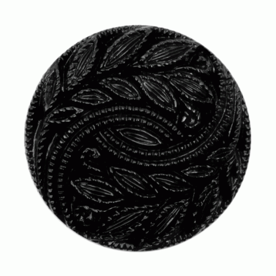 Black Resin Embossed Leaf, 20mm Shank Button