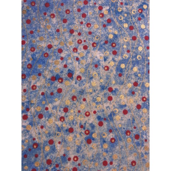 Blue/Red Marble Effect Fabric