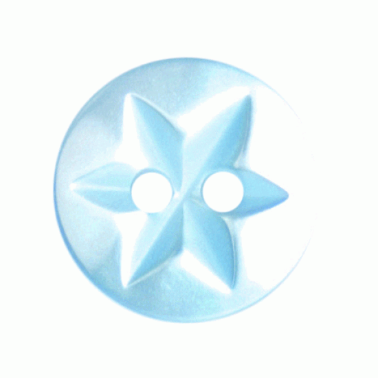 Blue Resin, 13mm Star Imprint 2 Hole Button