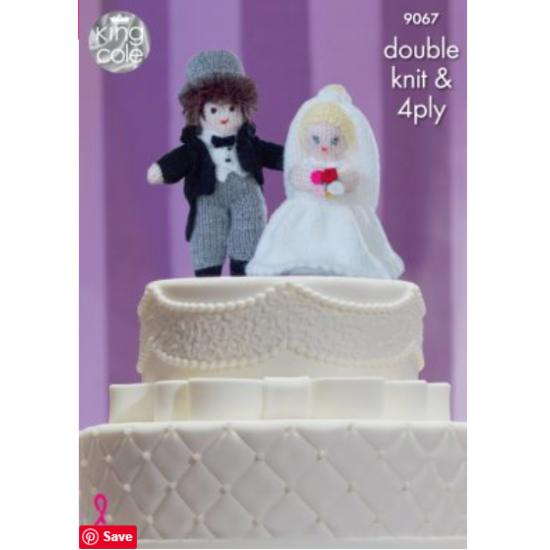 Bride & Groom Cake Toppers knitted with Dollymix DK, Moments & Big Value Baby 4ply - 9067