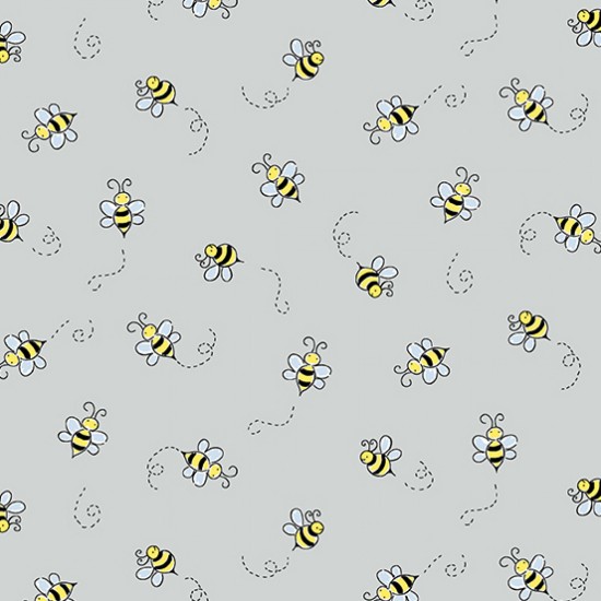 Bumble Bee Light Grey 112cm Wide 100% Cotton