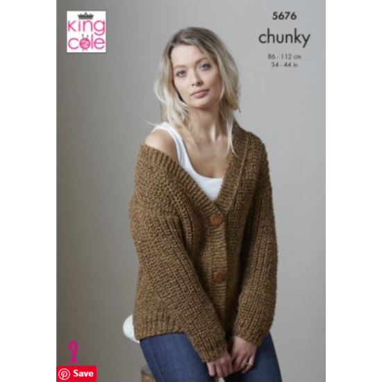 Cardigan & Sweater: Knitted in Big Value Poplar Chunky - 5676