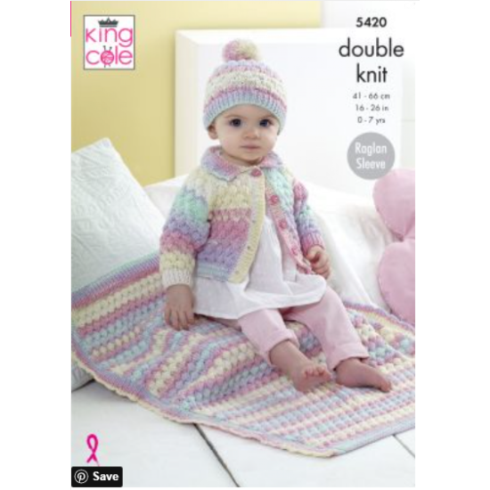 Cardigan, Hat & Blanket Knitted in Beaches DK 5420