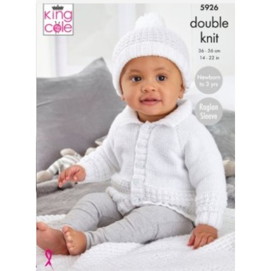 Cardigan, Hat and Blanket: Knitted in King Cole Comfort DK - 5926