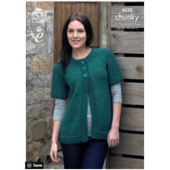 Cardigan and Sweater Knitted in Chunky Tweed - 4038