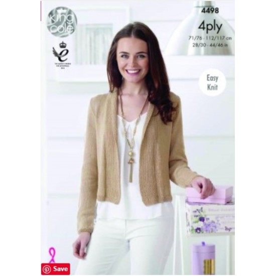 Cardigan and Waistcoat Knitted with Giza Cotton 4 Ply - 4498
