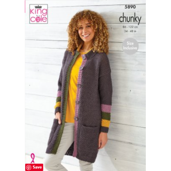 Cardigan/Coats Knitted in King Cole Wildwood Chunky - 5890