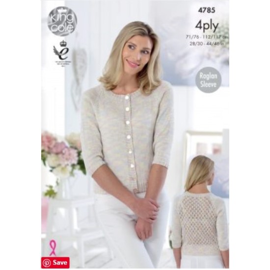 Cardigans Knitted with Giza Cotton Sorbet 4Ply - 4785