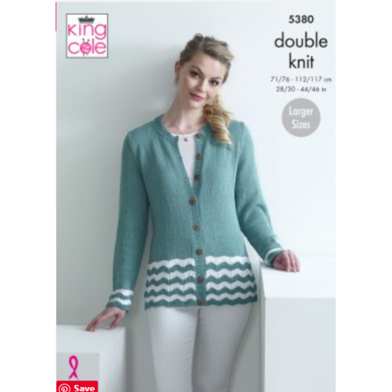 Chevron Cardigan & Waistcoat Knitted in Bamboo Cotton DK - 5380 