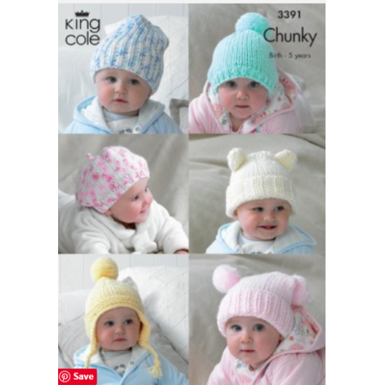 Children’s Hats Knitted in Comfort Chunky - 3391