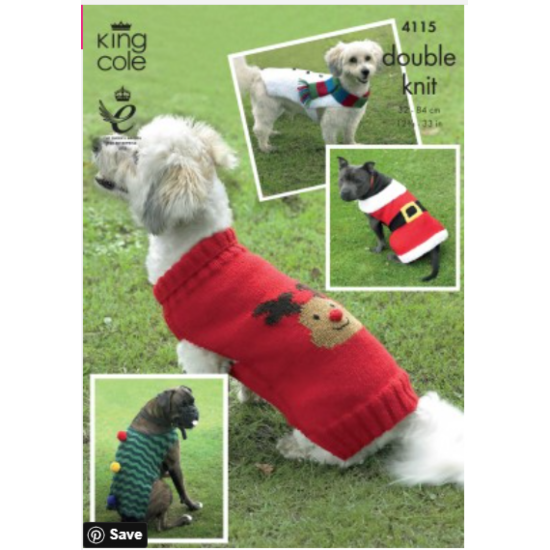 Christmas Dog Coats Knitted with Merino DK & Cuddles DK - 4115