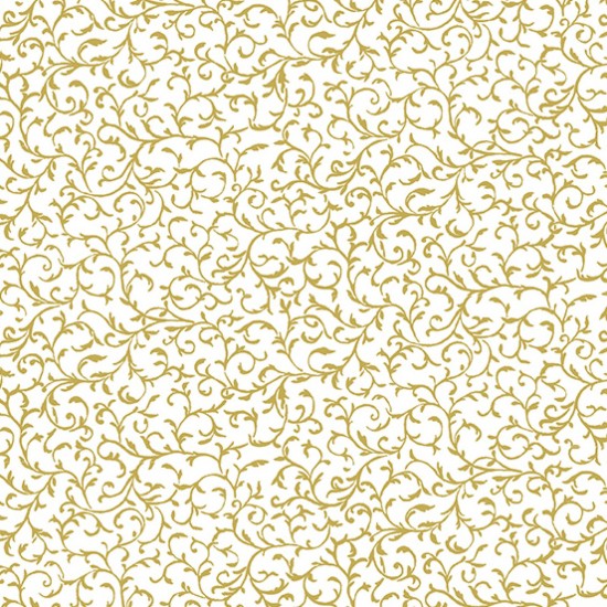 Christmas Essential Gold Scroll 100% Cotton 112cm Wide 