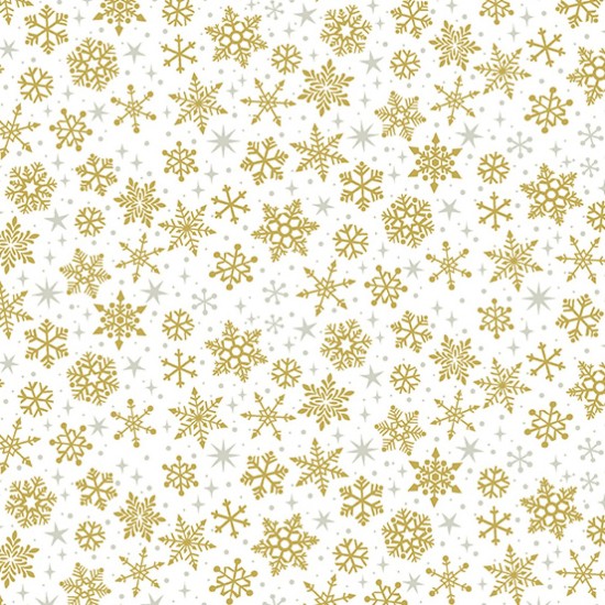 Christmas Essential Gold Snowflake 100% Cotton 112cm Wide 