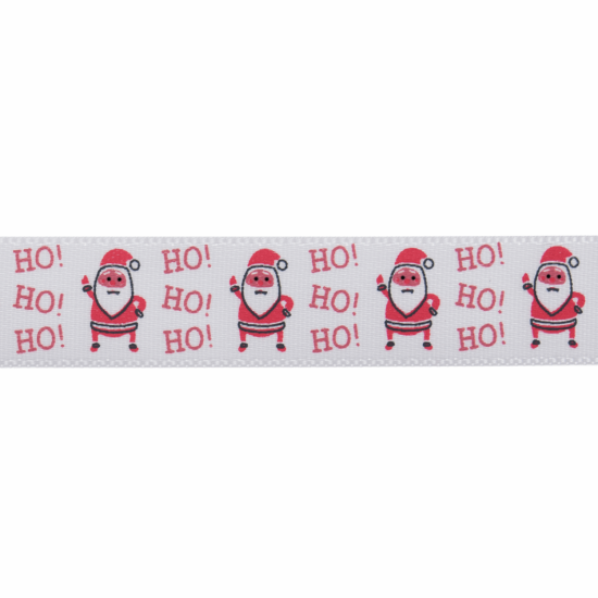Christmas Ho Ho Ho Santa Satin Ribbon 15mm