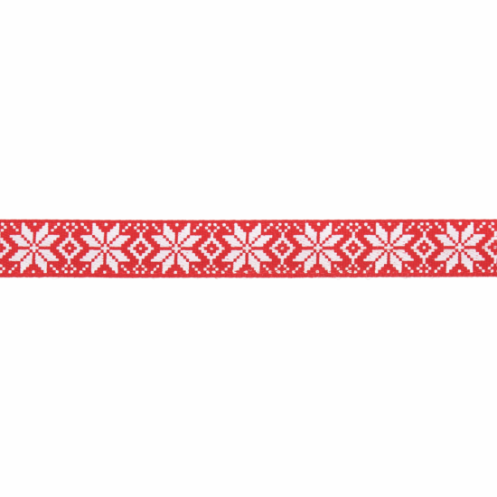 Christmas Nordic Snowflakes Satin Ribbon 10mm Red and White