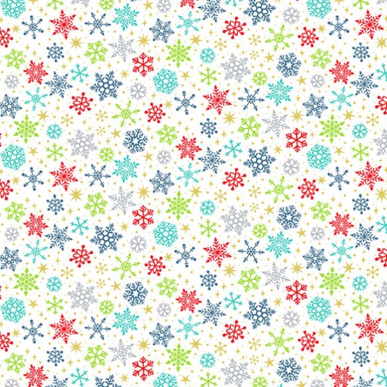 Christmas Santa Express Snowflake Flurry 112cm Wide 100% Cotton
