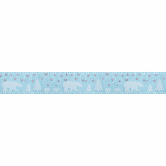 Christmas Satin Polar Bears Ribbon 10mm Blue