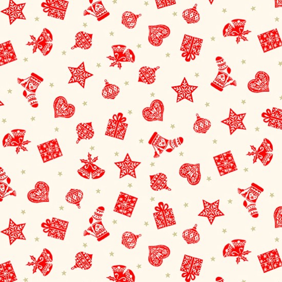 Christmas Scandi Scatter Red 100% Cotton 112cm Wide 