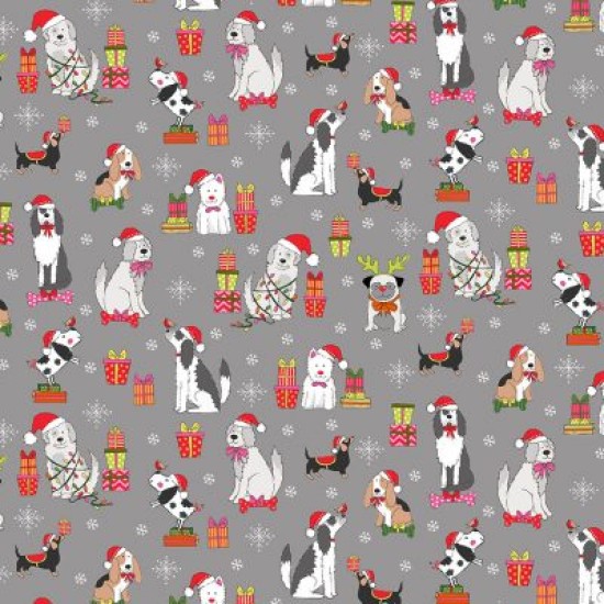 Christmas Yappy Dog Scatter 100% Cotton 112cm Wide 