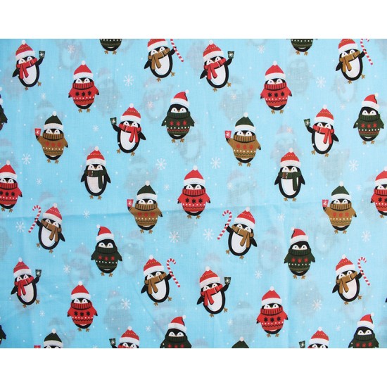Club Penguin Polycotton 112cm Wide 80% Polyester, 20% Cotton