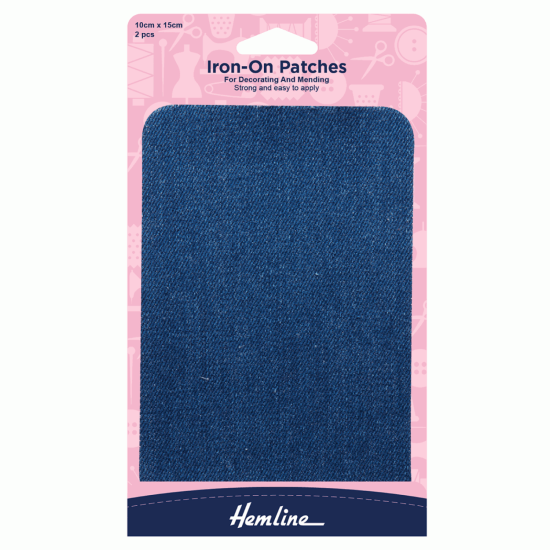 Cotton Twill Patches, Medium Wash Denim - 10 x 15cm