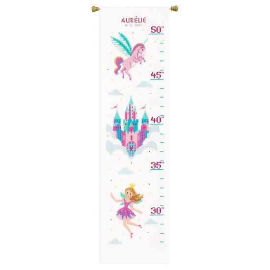 Counted Cross Stitch Kit - Height Chart - Princess & Unicorn