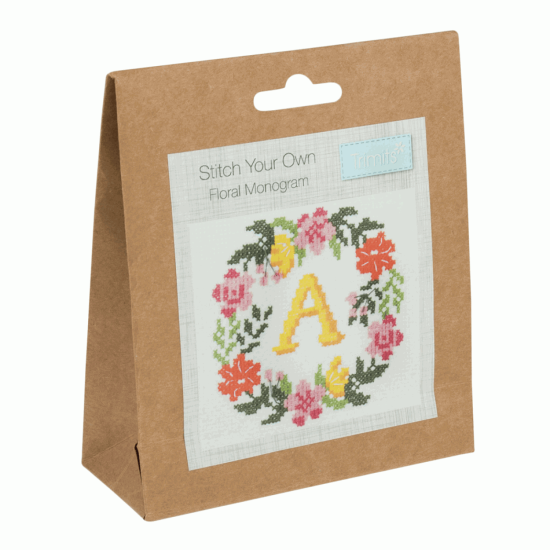 Counted Cross Stitch Kit Floral Mongram