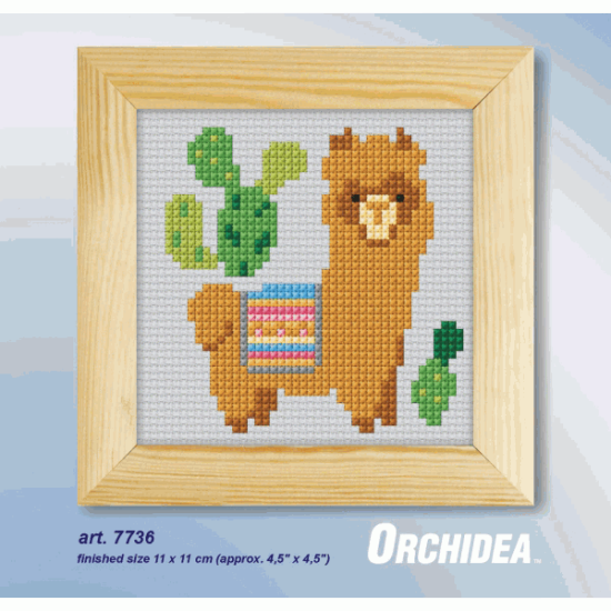 Counted Cross Stitch Kit with Frame. Llama.