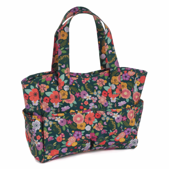 Craft Bag Matt PVC Floral Garden Teal