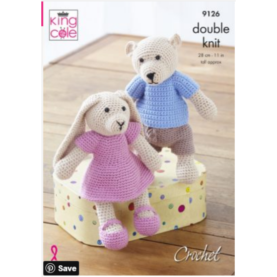 Crochet Bear & Rabbit; Knitted in Cottonsoft DK - 9126