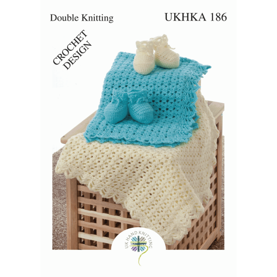 Crochet Booties and Blanket in Double Knitting - 186