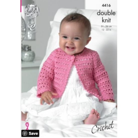 Crochet Dress, Cardigan & Hat Crocheted with Cherish DK/Cherished DK - 4416